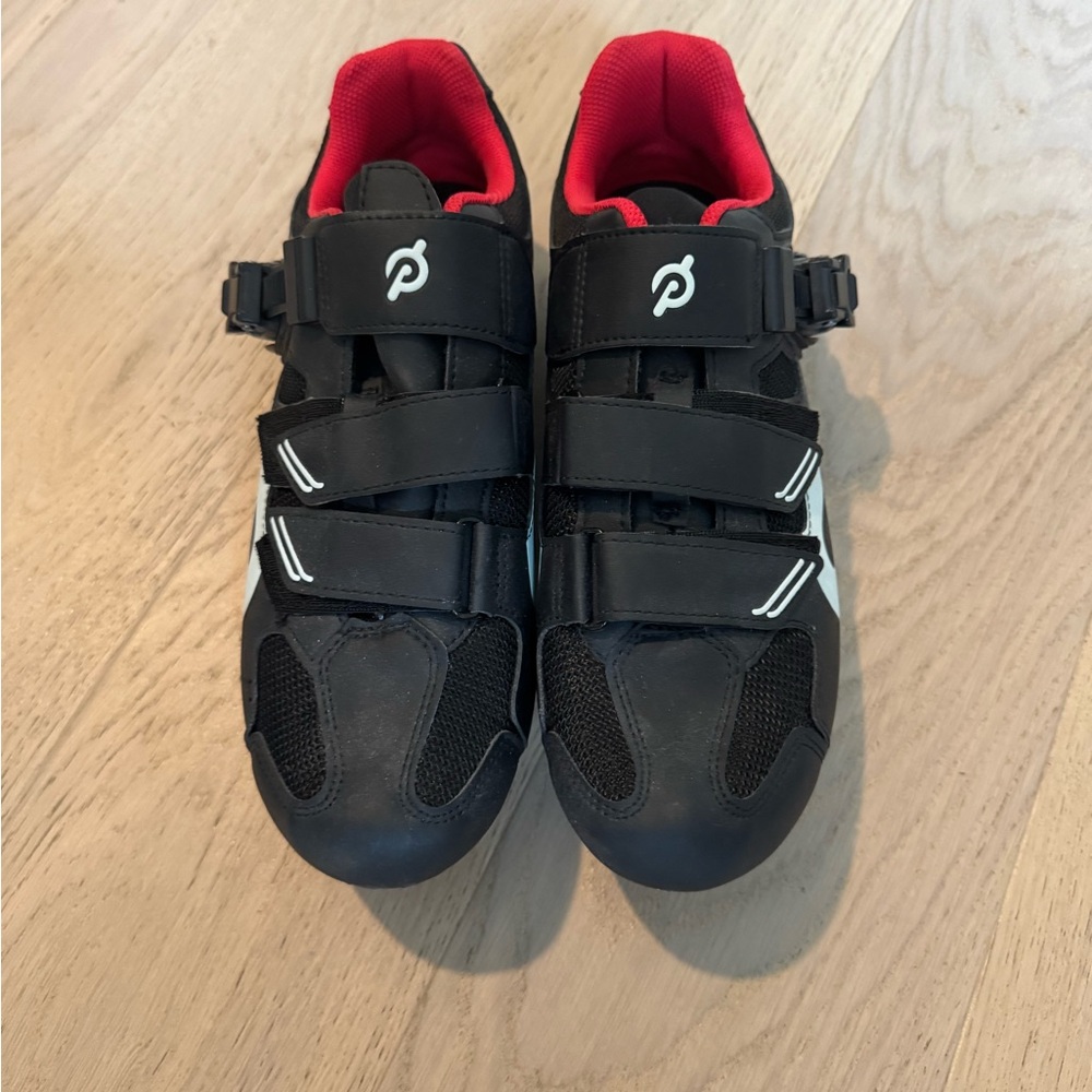 Peloton Black Cycling Shoes with Red Interior
